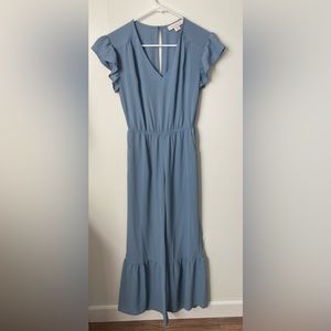 🆕 NWOT Monteau, Flutter Sleeve Jumpsuit, Size XS, Blue, (Women)
